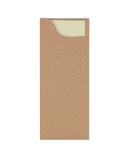 Pochette  couverts, co-Kraft, serviette fibre de bambou 28x40 cm