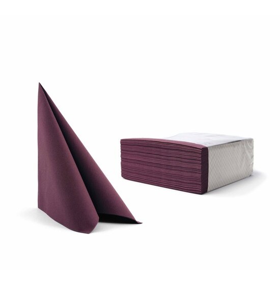 Serviette Airlaid 40x40 cm<Br>AUBERGINE, pliage 1/4