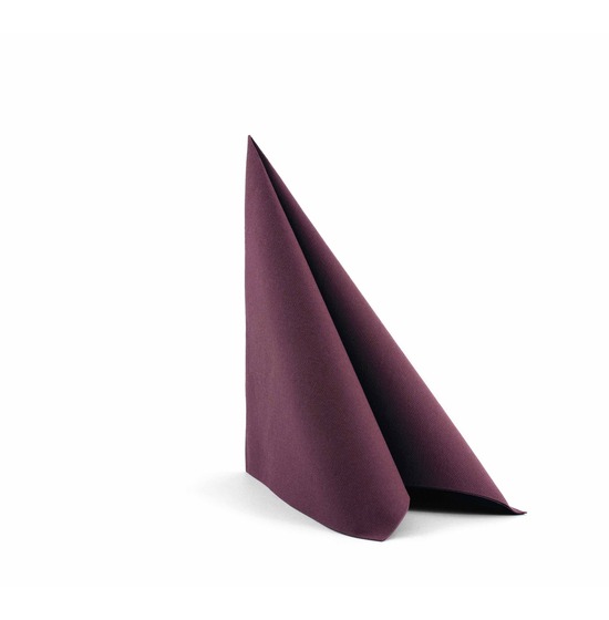 Serviette Airlaid 40x40 cm<Br>AUBERGINE, pliage 1/4