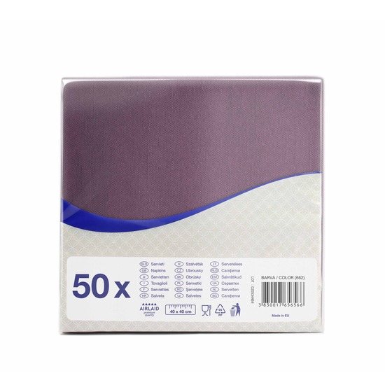 Serviette Airlaid 40x40 cm<Br>AUBERGINE, pliage 1/4