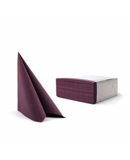 Serviette Airlaid 40x40 cm<Br>AUBERGINE, pliage 1/4