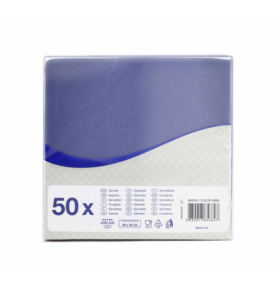 Serviette Airlaid 40x40 cm<Br>BLEU, pliage 1/4