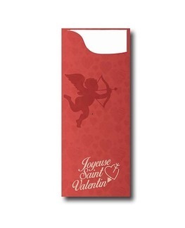 Pochette  couverts<Br>Thme St-Valentin<Br>Modle Charme<Br> Airlaid 40x40cm.