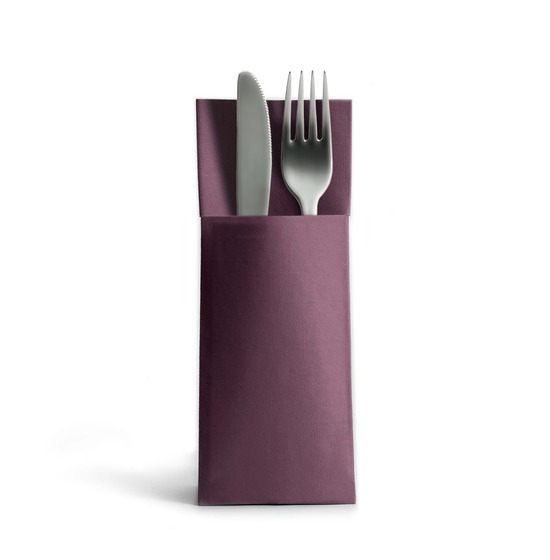 Personnalise 1 couleur<Br>Serviette kangourou<Br>Airlaid AUBERGINE 32x40cm