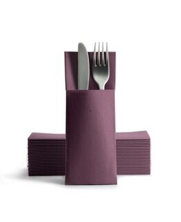 Personnalise 1 couleur<Br>Serviette kangourou<Br>Airlaid AUBERGINE 32x40cm