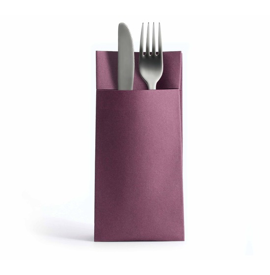 Personnalise 1 couleur<Br>Serviette kangourou<Br>Airlaid AUBERGINE 39x40cm