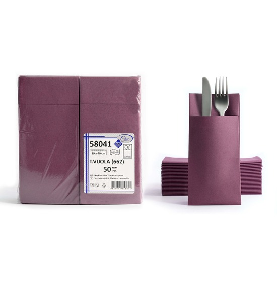 Serviette kangourou<p>Airlaid 39x40cm<Br>AUBERGINE