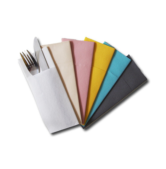 Serviette kangourou<Br>Airlaid PASTEL 32x40cm<Br>personnalise 2 couleurs