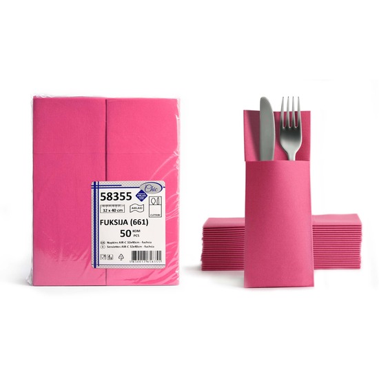 Serviette kangourou<p>Airlaid 32x40cm<Br>FUCHSIA