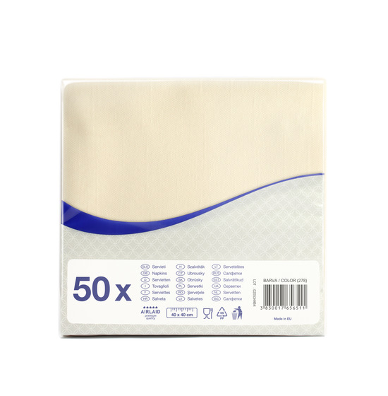 Serviette Airlaid 40x40 cm<Br>CREME, pliage 1/4