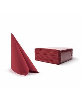 Serviette Airlaid 40x40 cm<Br>BORDEAUX, pliage 1/4