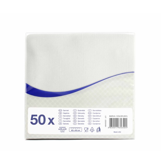 Serviette Airlaid 40x40 cm<Br> BLANC, pliage 1/4