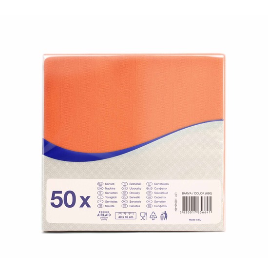 Serviette Airlaid 40x40 cm<Br>ORANGE, pliage 1/4