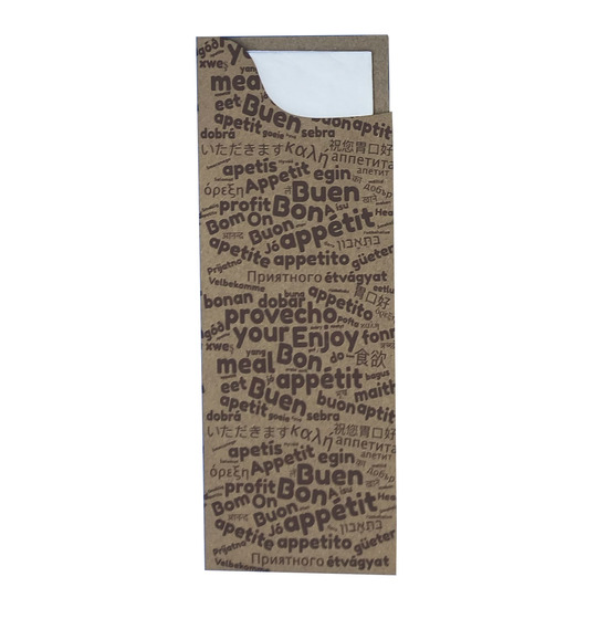 Pochette  couverts<Br>Couleur KRAFT+MOTS<Br>Modle Slim OUATE