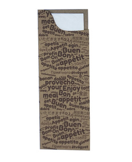 Pochette  couverts<Br>Couleur KRAFT+MOTS<Br>Modle Slim OUATE