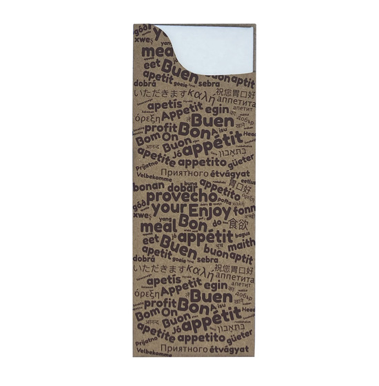 Pochette  couverts<Br>Couleur KRAFT+MOTS<Br>Modle Slim AIRLAID
