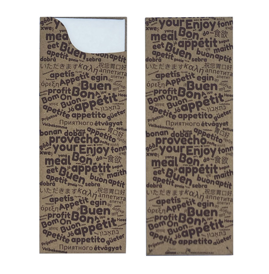 Pochette  couverts<Br>Couleur KRAFT+MOTS<Br>Modle Slim AIRLAID