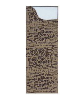 Pochette  couverts<Br>Couleur KRAFT+MOTS<Br>Modle Slim AIRLAID
